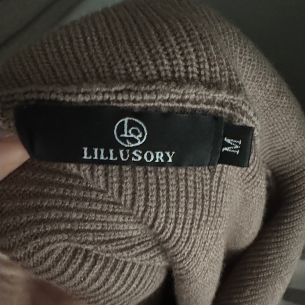 Oversize Thick Comfy Cozy Brown Ribbed Zip-Up Pullover Sweater - Picture 7 of 9